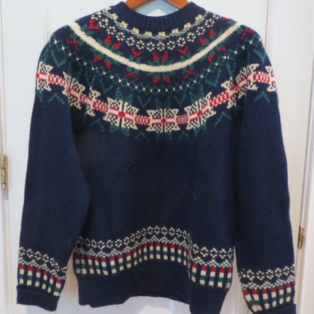 Allen Solly Woo Icelandic Classic Fair Isle Sweater Size Medium